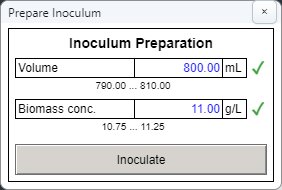 접종(Prepare Inoculum) 창